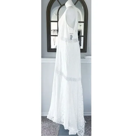 GALINA V-Neck Lace Illusion Wedding Dress, White, NWT, Size 20W - Picture 9 of 14